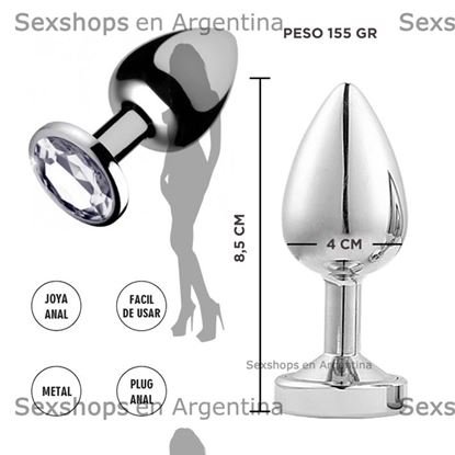 Plug anal LARGE con joya Transparente